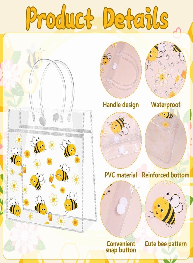 Beupy 30Pcs Bee Clear Gift Bag with Handle PVC Honey Bee Party Goodie Treat Bags Snack Bag for Bees Theme Birthday Gender Reveal Baby Shower Party Favor Decoration Supplies,7.87 x 7.87 x 3.15 Inch - Image 3